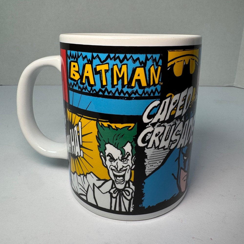 DC Comics "Caped Crusader" Batman & Joker Comic Art Ceramic Coffee Mug Vandor‎